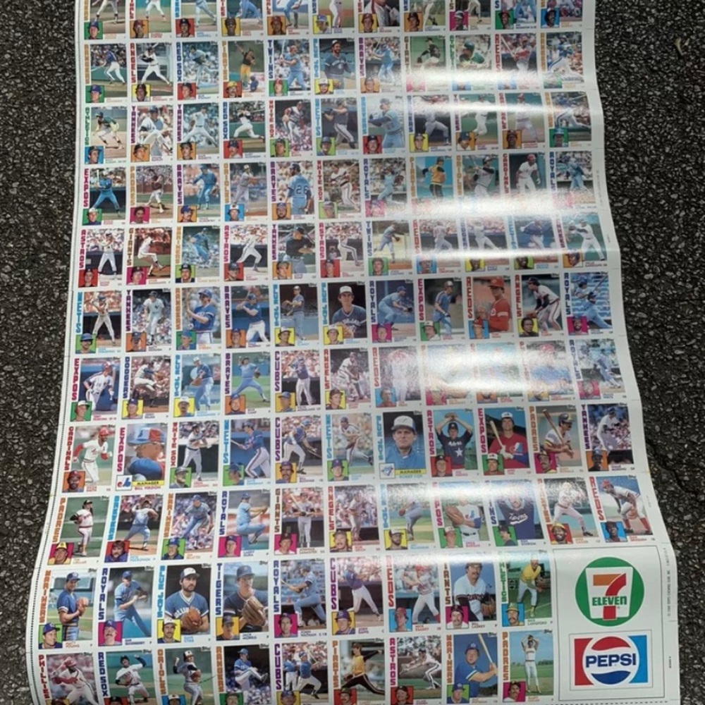 Vintage 1984 TOPPS CHEWING GUM FULL SET UNCUT SHEET BASEBALL CARDS  132